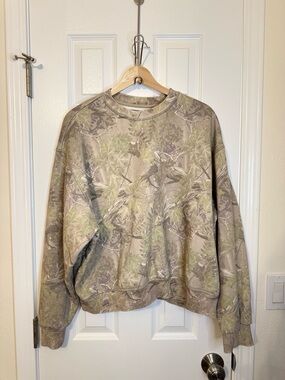 PacSun Men's Camouflage Crewneck Sweater - Taupe & Olive Green